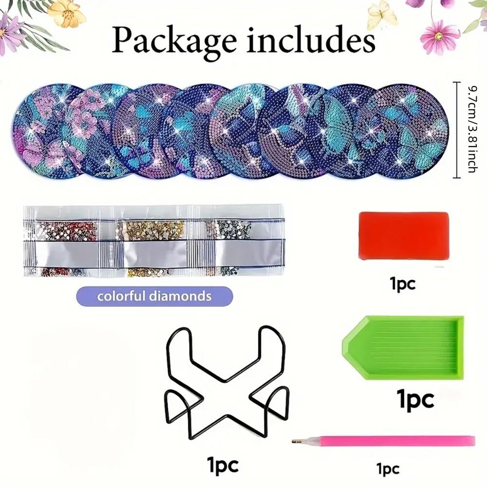 8 предметов/набор подставок с алмазной росписью «Бабочка» с кронштейном, подставка своими руками для начинающих и взрослых, подарок для творчества и рукоделия