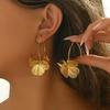 Golden Double-Layer Hollow Flower Hoop Earring for Women Vintage Earrings Ideal for Daily Wear Jewelry Accessories