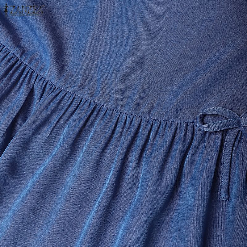 ZANZEA Женское повседневное длинное платье без рукавов с V-образным вырезом и свободным кроем