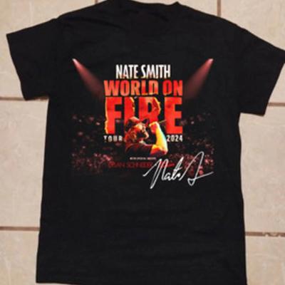 Nate Smith World On Fire Tour 2024 T Shirt All Size S To 5xl Vintage Streetwear Designer Clothes Soft Slightly Versatile