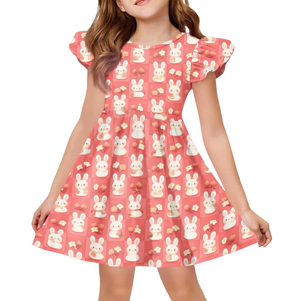 Girls' Summer Princess Dress - A-Line T-Shirt Dress Easter Day