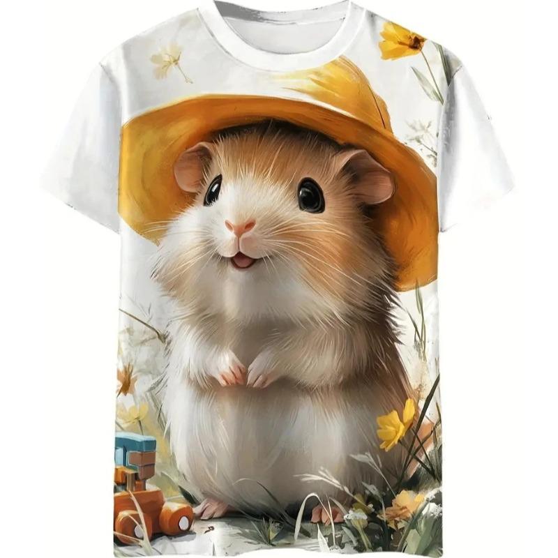 New Lovely Hamster Graphic T-Shirt Men Women Cartoon Animal 3D Print Summer O-Neck Short Sleeve T-shirts