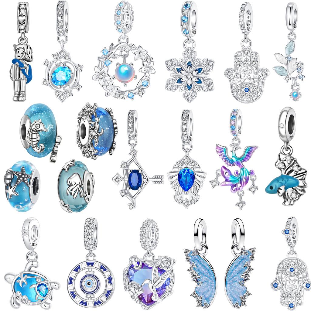 Новые Оригинальные Медные Синие Шармы Святая Мать Ладонь Сердце Кот Бусины Подвески Подходят для Браслета Ожерелья DIY Ювелирные Изделия Подарок
