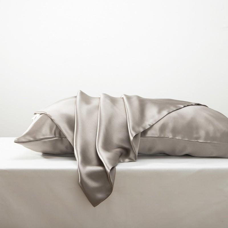 Luxury Double-Sided 100% Mulberry Silk Pillowcase 19 Momme Heavyweight Zipper 48x74cm Modern Minimalist