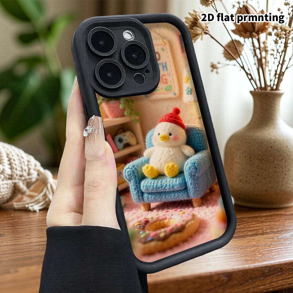 Чехол для телефона: 2D плоский, подходит для защитного чехла iPhone 18, 17, 16, 15, 14, 13, 12Pro, повседневная маленькая утка, идеальный подарок на Рождество и Хэллоуин