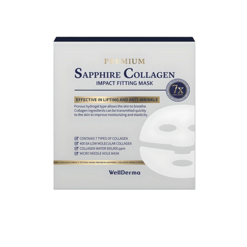 Wellderma Premium Sapphire Collagen Impact Fitting Mask 25g 4 pieces 1Set