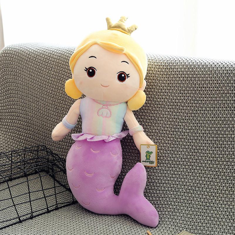 Lovely Mermaid Plush Cuddle Toy Cute Stuffed Doll For Girls Ideal Bedroom Decoration In Soft Colors
