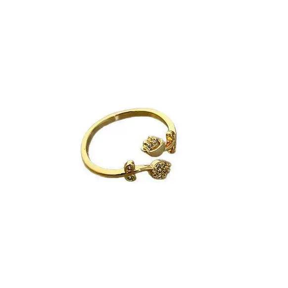 Vintage Gold Color Tulip Flower Crystal Adjustable Rings For Women Girl Fashion New Jewelry Gift Party Wholesale anillos