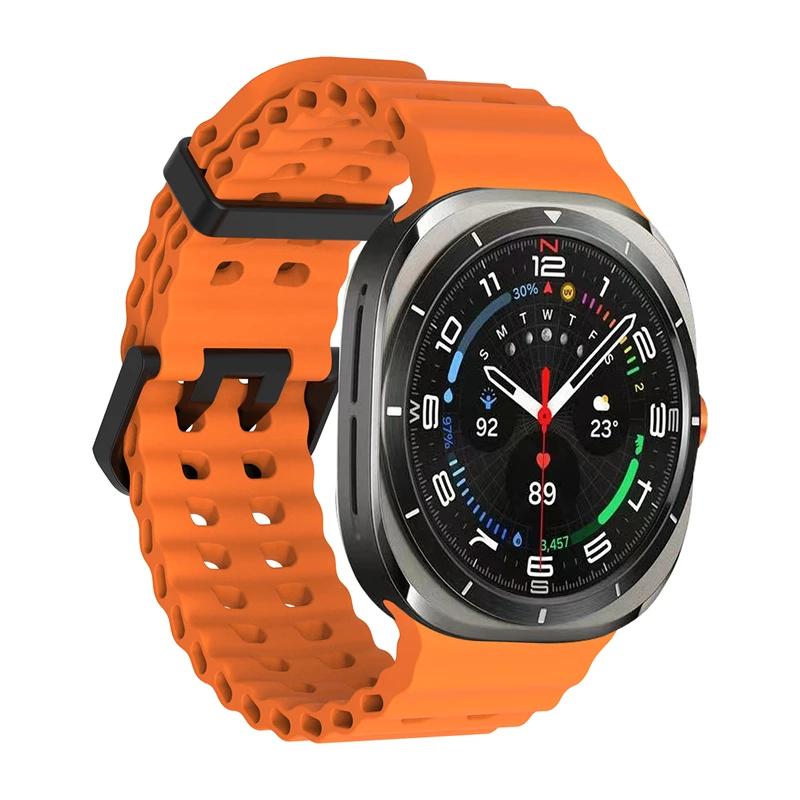 Soft Loop Silicone Bracelet for Samsung Galaxy Watch 7 Ultra 47mm Sports Men Women Strap for Watch ULTRA7 47mm NO Gaps Curved End Band