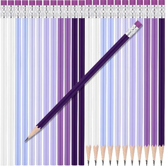 24 шт. Круглые карандаши с ластиком HB Милые карандаши Оптом для школы Графит Дерево Цвет Не заточенный карандаш для рисования Эскизы Свадьба Школа Учитель