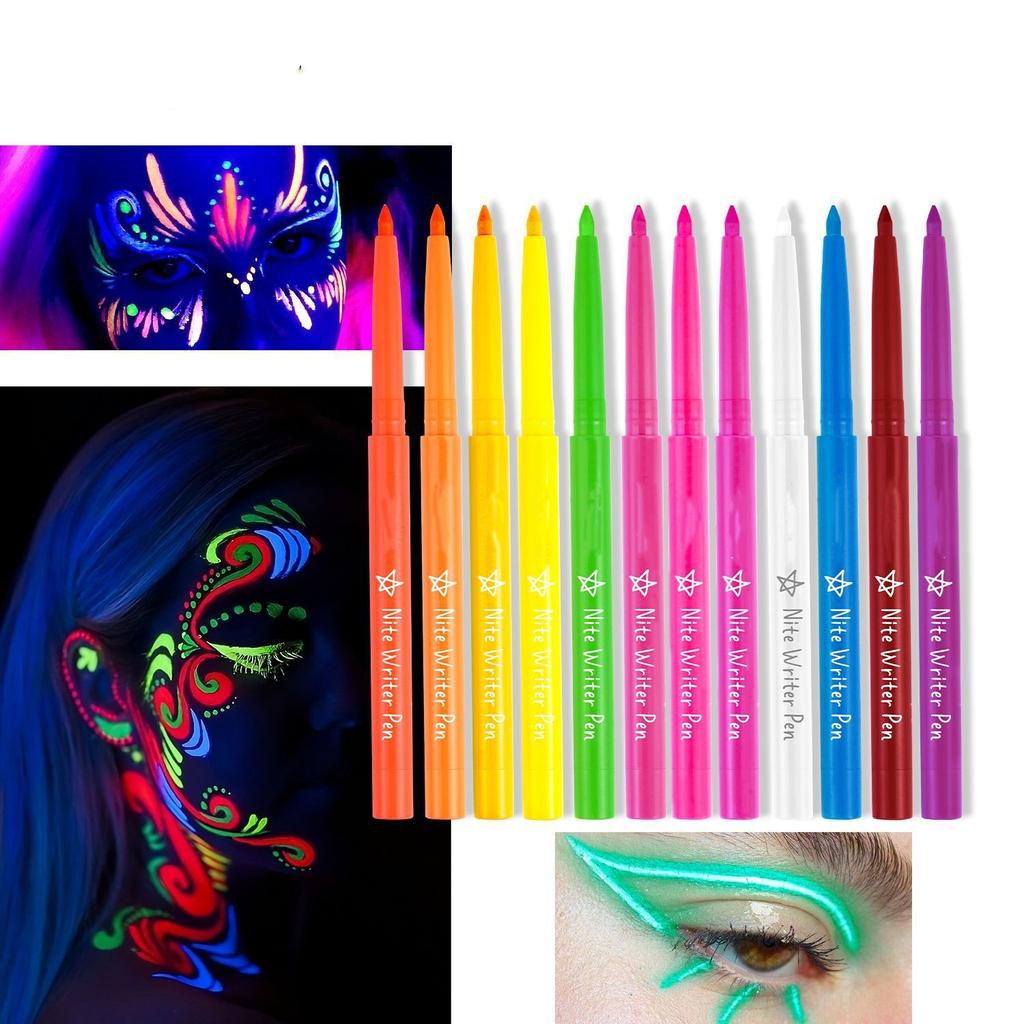 Colorful UV Waterproof Luminous Eyeliner Gel Pen Fluorescent Eyeliner Pen Halloween Christmas Party Stage Face Color Paint Pen