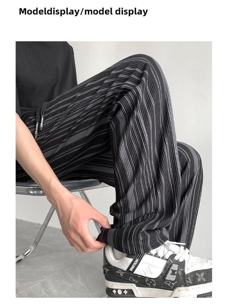 Мужские модные летние брюки Ice Silk с узором «зебра» — высококачественный свободный драпированный дизайн