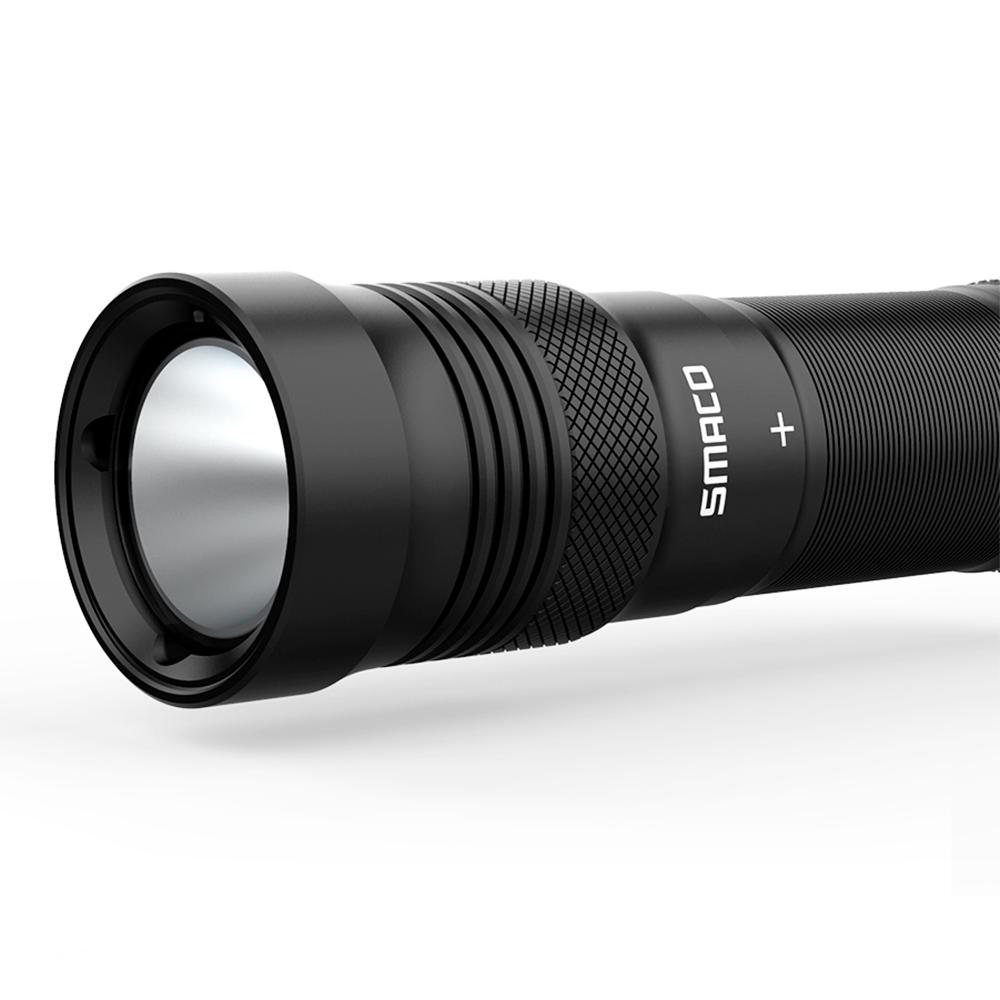 Светодиодный фонарик SMACO IPX8 Водонепроницаемый для дайвинга и активного отдыха - черный