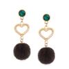 Pretty Rhinestone Heart Earrings Lovely Hairball Eardrop Ornament Birthday Valentine's Day Gift