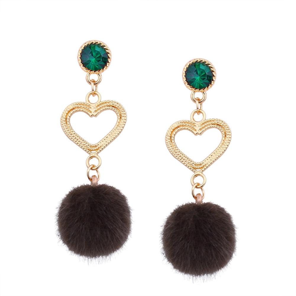 Pretty Rhinestone Heart Earrings Lovely Hairball Eardrop Ornament Birthday Valentine's Day Gift