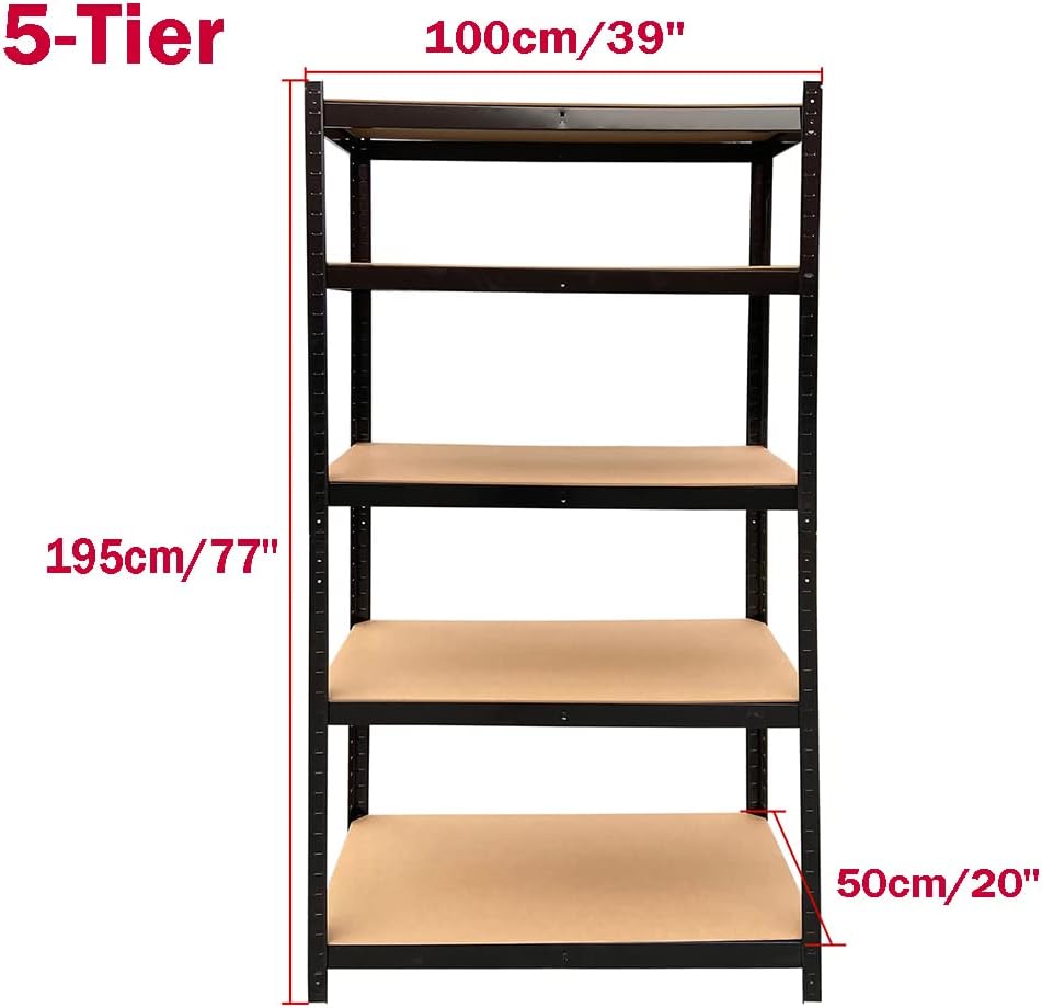 DayPlus Shelf 5 Tier Garage Shelving Heavy Duty Adjustable Storage Shelving Unit,386lbs Load Capacity Per Tier,150-200CM Height