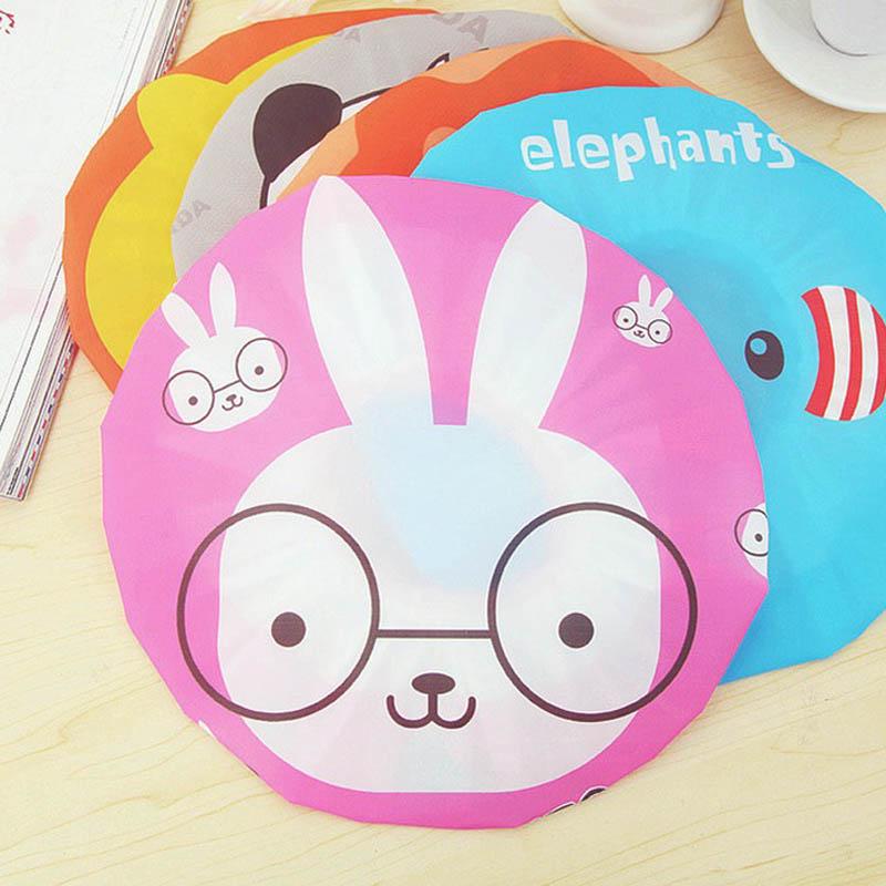 Милая мультяшная шапочка для душа для ванн и саун, кружевная эластичная лента, шапочка для СПА, аксессуары для ванной комнаты, женская, для девочек, защитная шапочка для волос