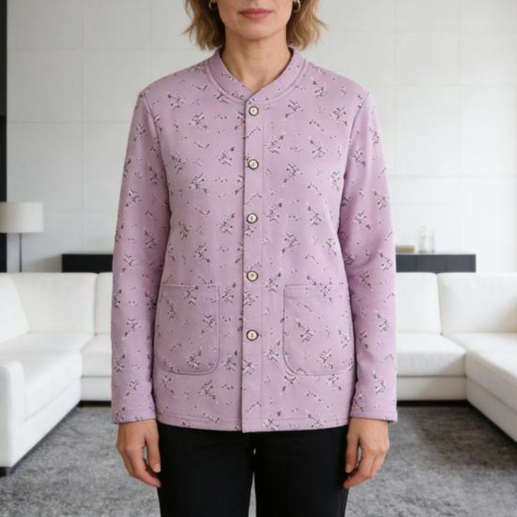 Women's Cardigans - Womens Floral Print Cotton Shirt Long Sleeve Button Down Shacket Lightweight Jacket with Pockets Women Casual Spring Fall