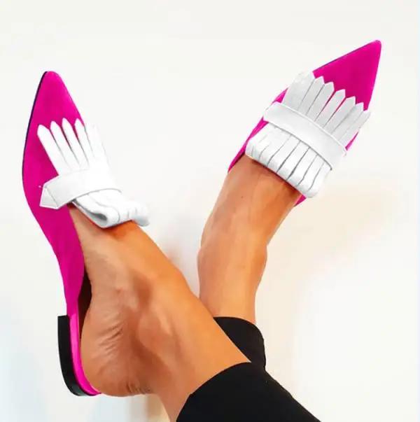 Модная женская повседневная обувь большого размера с острым носком, кроссовки на низком каблуке с кисточками, туфли-лодочки на плоской подошве, новый стиль, сандалии на шнуровке