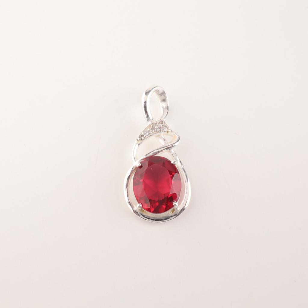 Natural Pink Rubellite Gemstone 925 Sterling Silver Jewelry Zircon Pendant 1.22" CZP-13-15