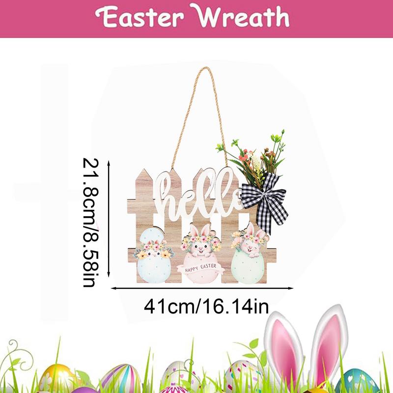 Happy Easter Wooden Sign Wooden Rabbit Egg Easter Wall Decor Rustic Fence Easter Sign Welcome Door Hanger Ornaments For Home