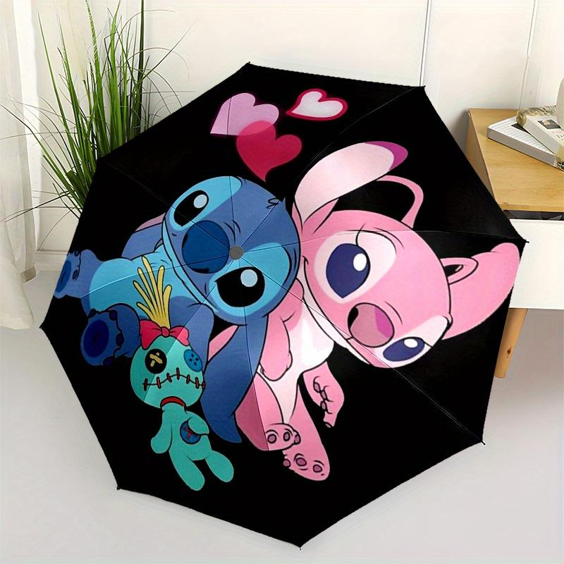 Автоматический складной зонт Stitch, Love, 8 спиц, портативный, с пластиковой ручкой, подходит для отдыха и Хэллоуина