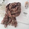 Spring Summer New Thin Breathable Cotton and Linen Touch Scarf for Women's Artistic Sunscreen Shawl Versatile Japanese Floral