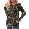 Women's Long Sleeve Shirts Casual Fashion Camouflage Printed Tunic Tops Crewneck Basic Loose T Shirt