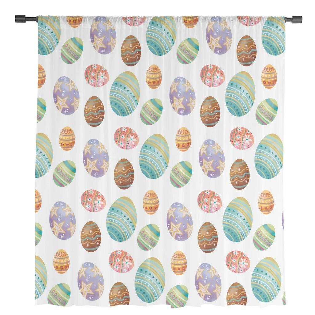 Пасхальные яйца фестивали тюлевые шторы для гостиной спальни вуаль прозрачная занавеска на окно домашний декор шторы