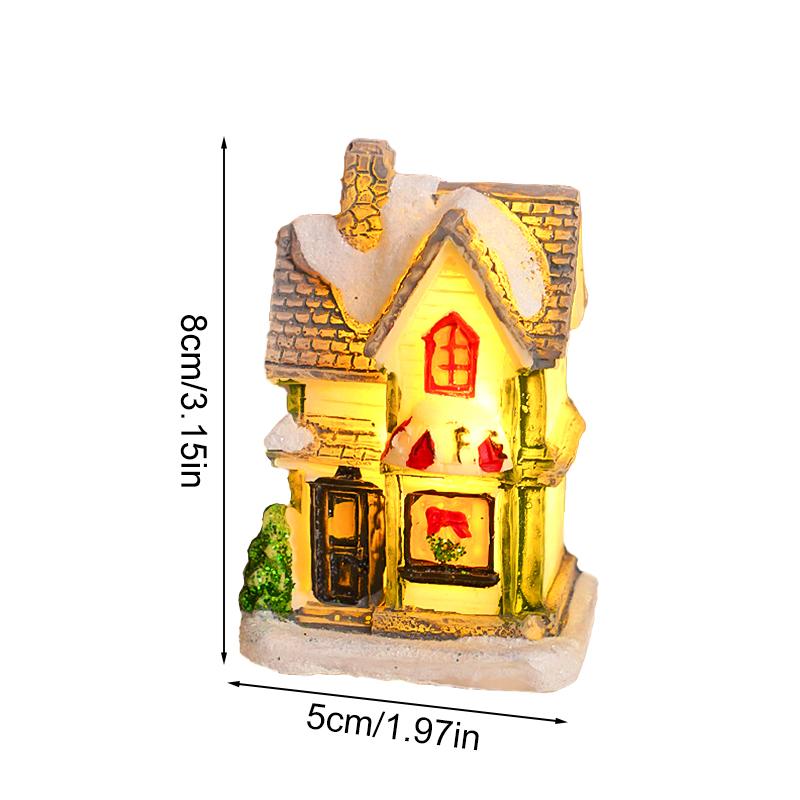 1 шт. Поделка Настольный Домашний Декор Теплое Освещение Снежный Покров Смола Романтическая Рождественская Фигурка Статуэтка Светящийся Домик Украшение Фестиваль