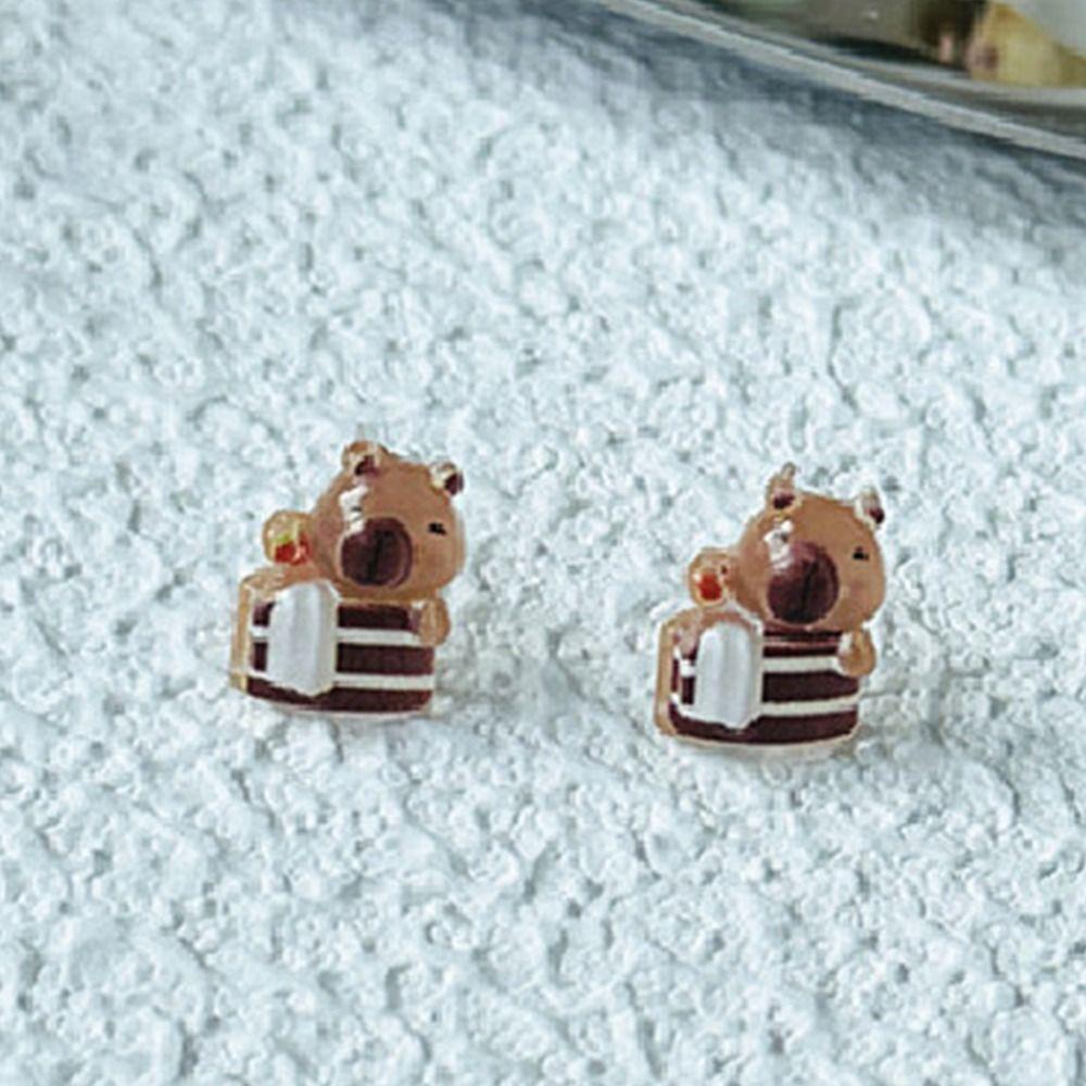 Korean Style Mini Ear Studs Transparent Capybara Stud Earring Personality Party