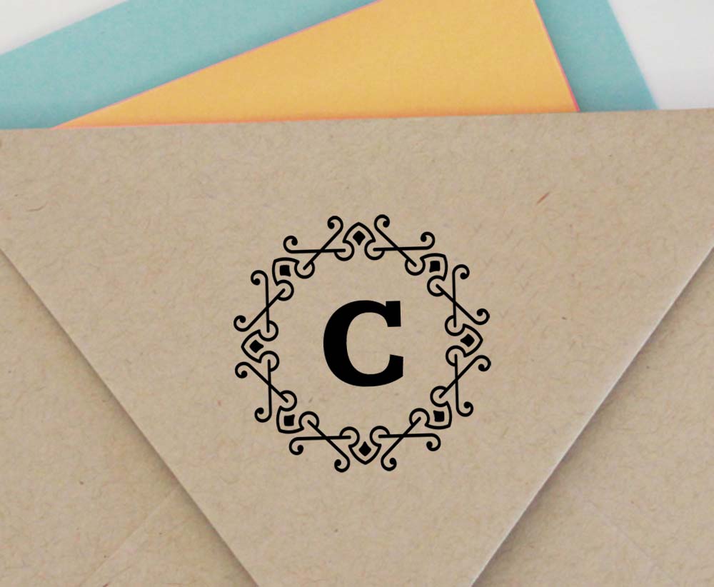 Printtoo Alphabet C Monogram Octagon Celtic Swirl Frame Self Inking Rubber Stamp Office