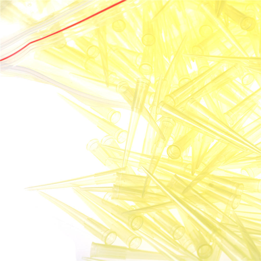 Laboratory Clear Yellow Lab Liquid Pipette Pipettor Tips 1000 Pcs
