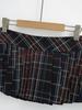 Женская клетчатая мини-юбка с завышенной талией, плиссированная, облегающего кроя, с разрезом на пуговицах - Осенний дизайн против открывания