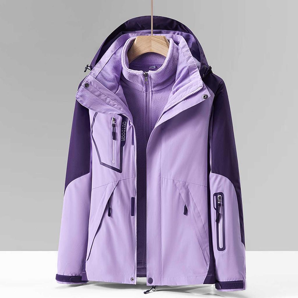 Женская куртка для осени и зимы для улицы, комплект из двух частей, куртка для альпинизма три в одном с бархатной подкладкой и утолщением для мужчин