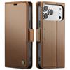 CaseMe-023 Для iPhone 13/14/15/16 promax /16e/17e /17 18 Pro Max Роскошный чехол из ПУ кожи с подставкой, держателем для карт, кошельком, защитные накладки