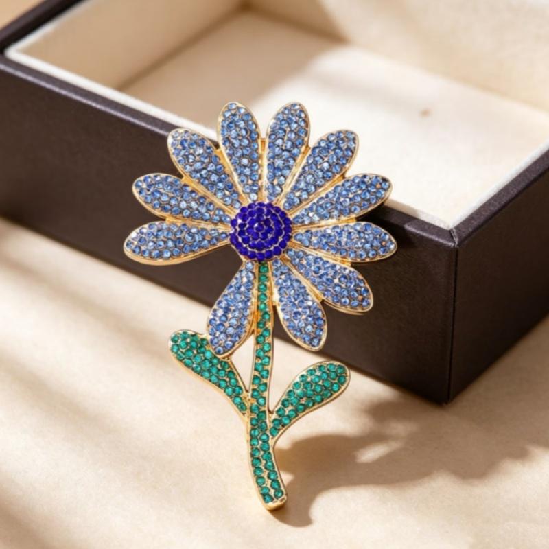 Decorative Rhinestone Flower Brooch for Women Girls Fancy Detail for Every Outfit