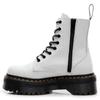 European & American 8-Hole Thick-Soled Motorcycle Boots, Women's British Style, Side Zipper, Platform Lace-Up Ankle Work Boots.