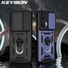 KEYSION Противоударный защитный чехол для OPPO Reno13 Pro 5G Силиконовый + ПК слайдер камера защитное кольцо подставка чехол для телефона для OPPO Reno 13