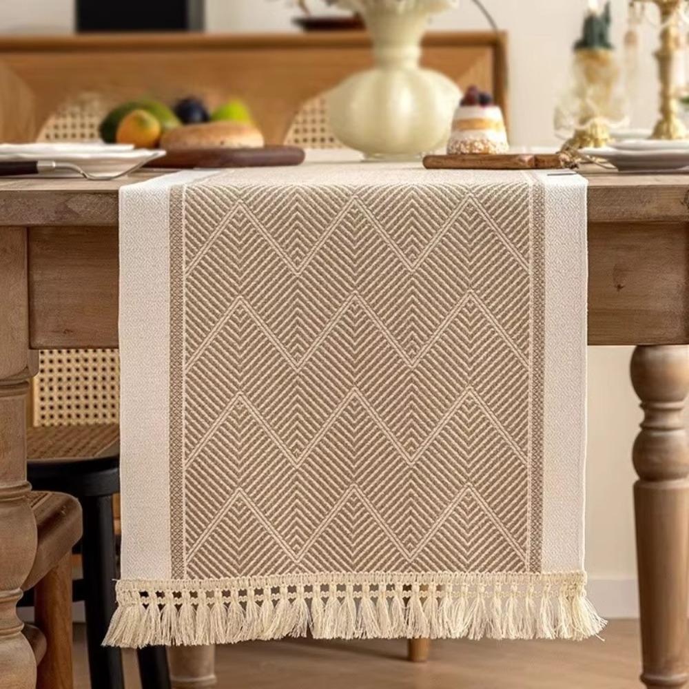 Home Decor Nordic Style Table Runner with Tassel Waterproof Table Cloth Polyester Washable Table Cover Festival