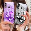Цветущие синие цветы Для Samsung A73 72 71 A70 56 55 54 A53 52 51 50 42 A35 A34 33 32 31 26 25 24 23 22 30 стеклянный чехол для телефона