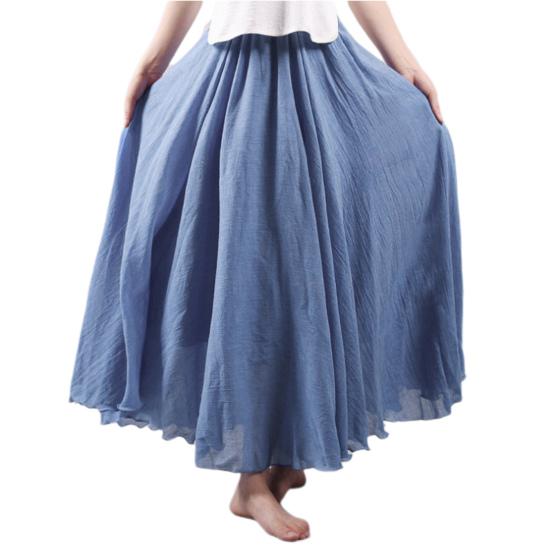Однотонная женская тонкая эластичная талия весенне-летняя танцевальная этническая юбка с большим подолом для практики танцев на открытом воздухе