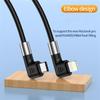 A9 0.5m Type-C to Lightning 30W Fast Charging Cord Dual Elbow Plug Nylon Braided Data Cable