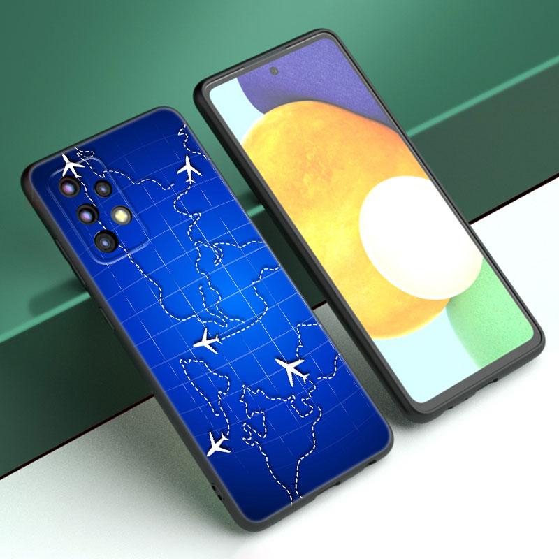 Чехол для телефона с картой мира для путешествий для Samsung A13 A22 A24 A32 A23 A25 A34 A35 A52S A53 A54 A55 A73 5G A12 A14 A15 A31 A33 A50 A51 A72