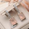 Fashion Cubic Zirconia Rectangle Drop Earrings For Women Elegant Rose Gold Color Jewelry Daily Accessories