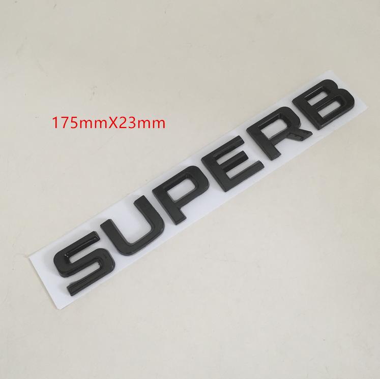 BASS7 1pcs 3D ABS SUPERB high quality silver/black car Letter Emblem Rear tail trunk Decals badge sticker Decal styling For Skoda
