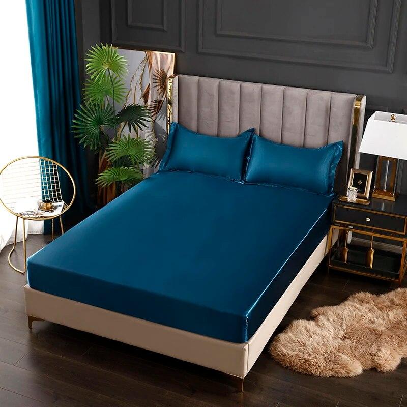 Сплошной цвет на подкладке, атласный вискоза, высококачественный наматрасник, простыни на резинке, распродажа, простыня