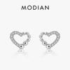 Irregular Lovely Hearts Stud Earrings For Women Solid 925 Sterling Silver Clear CZ Classic Earring FashionJewelry Bijoux