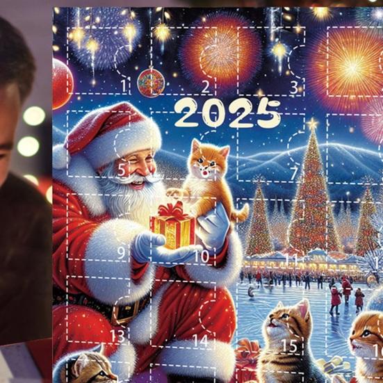 Cat Advent Calendars 2025 2D Acrylic Cute Cat Ornaments 24 Days Christmas Countdown Calendar Holiday Tree Hanging Decoration for Cat Lovers