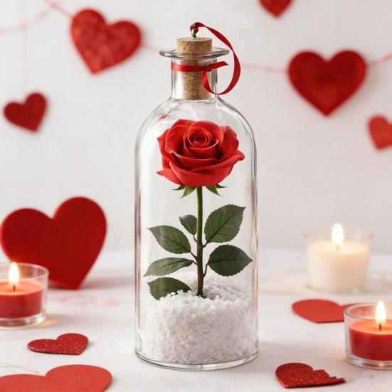 1/2/3 шт. Записываемый голосовой цветок-роза с воспроизведением, пробка, прозрачная стеклянная бутылка для голосовых сообщений с розой внутри, декор для фестиваля, праздничный сувенир, подарок